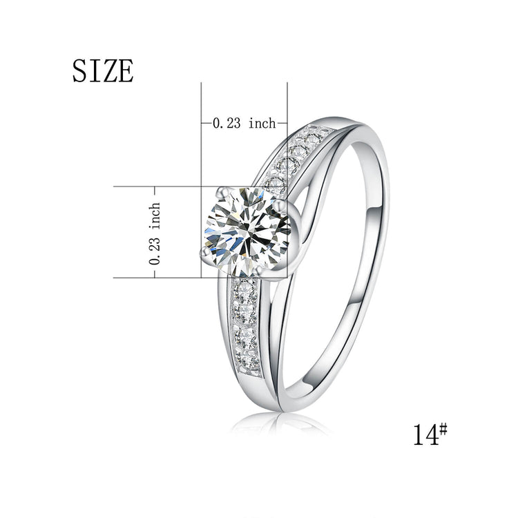 925 Sterling Silver Solitaire Round Cubic Zirconia Engagement Ring - onlyone