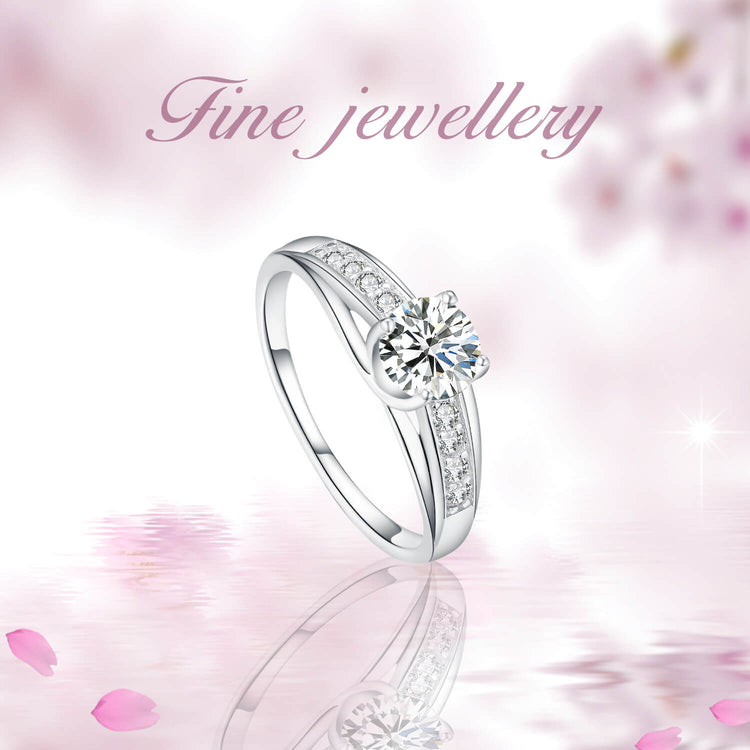 925 Sterling Silver Solitaire Round Cubic Zirconia Engagement Ring - onlyone