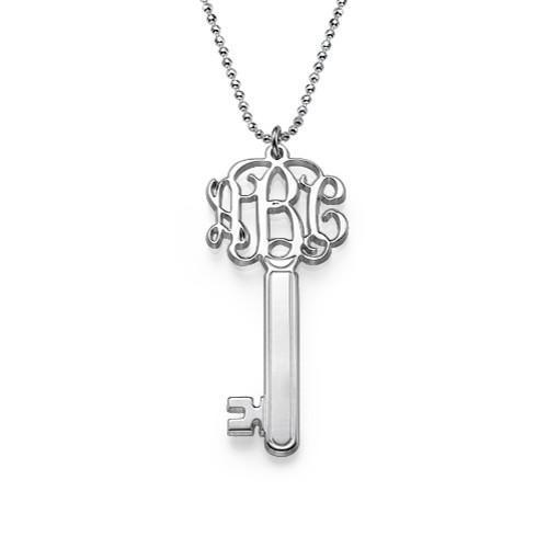 925 Sterling Silver Initial Key Monogram Necklace Gift For Girlfriend Gift For Her - onlyone