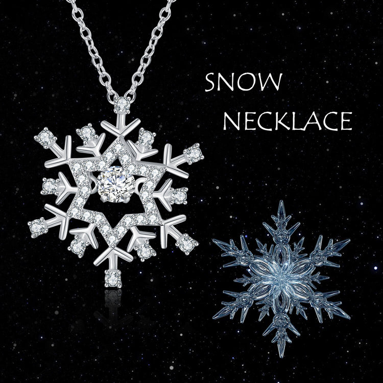 925 Sterling Silver Snowflake Necklace With Cubic Zirconia Christmas Gift - onlyone