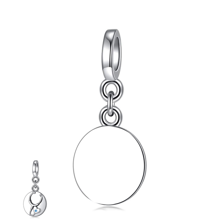 925 Sterling Silver Personalized Stethoscope Photo Charm