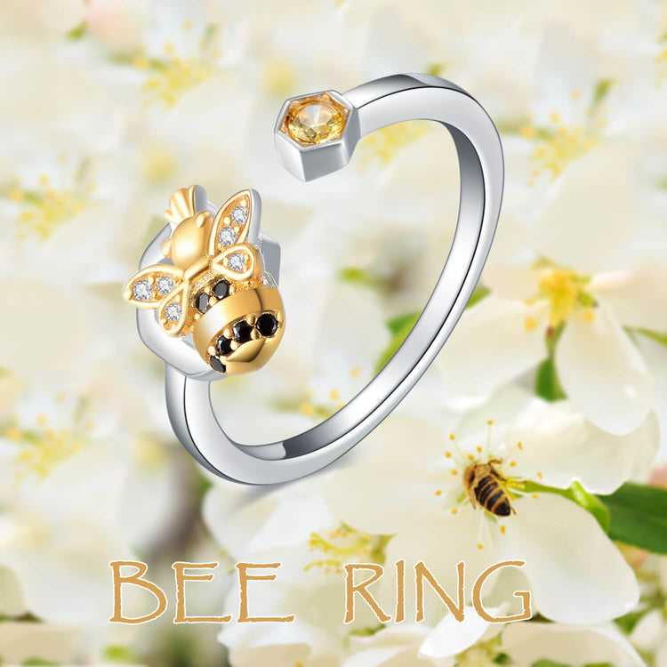 925 Sterling Silver Sticky Little Honeybee Ring - onlyone