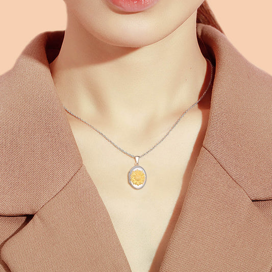 925 Sterling Silver Sunflower Photo Locket You Are My Sunshine Pendant Necklace - onlyone