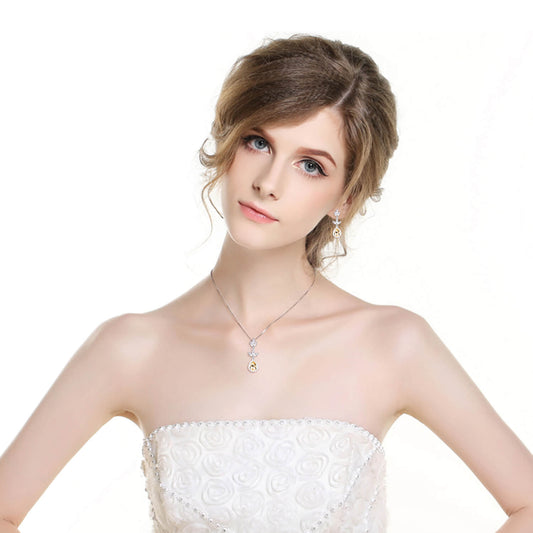 925 Sterling Silver Crystal Leaf Drop Dangle Earrings Bridal Party Gift - onlyone