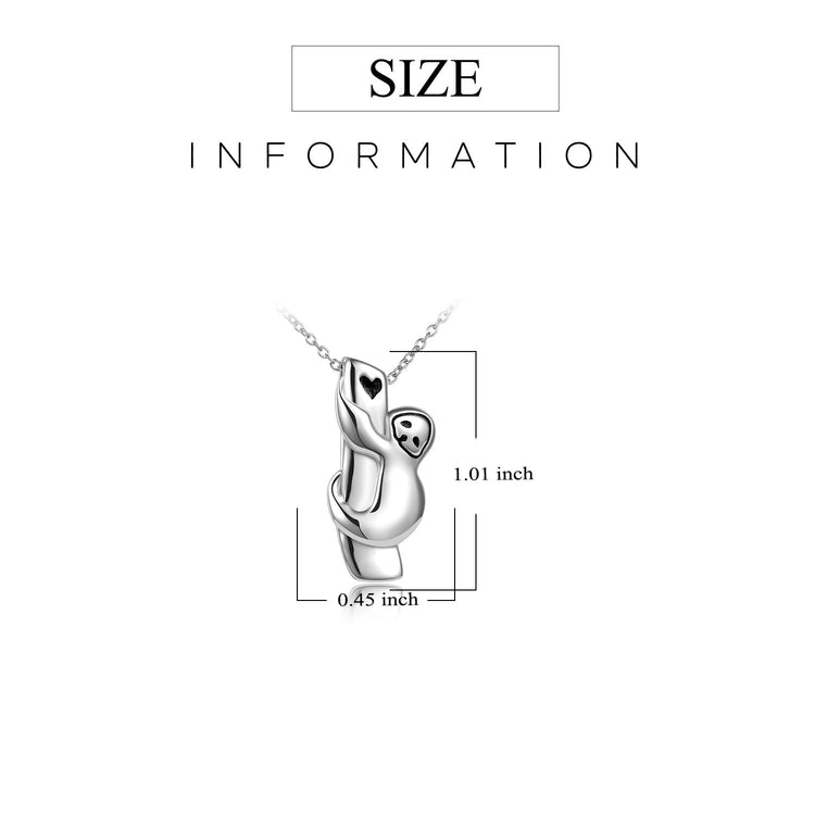925 Sterling Silver Tree Sloth Necklace, Silver Sloth Pendant