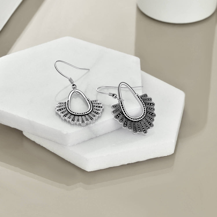 925 Sterling Silver Earrings Retro Tribal Style