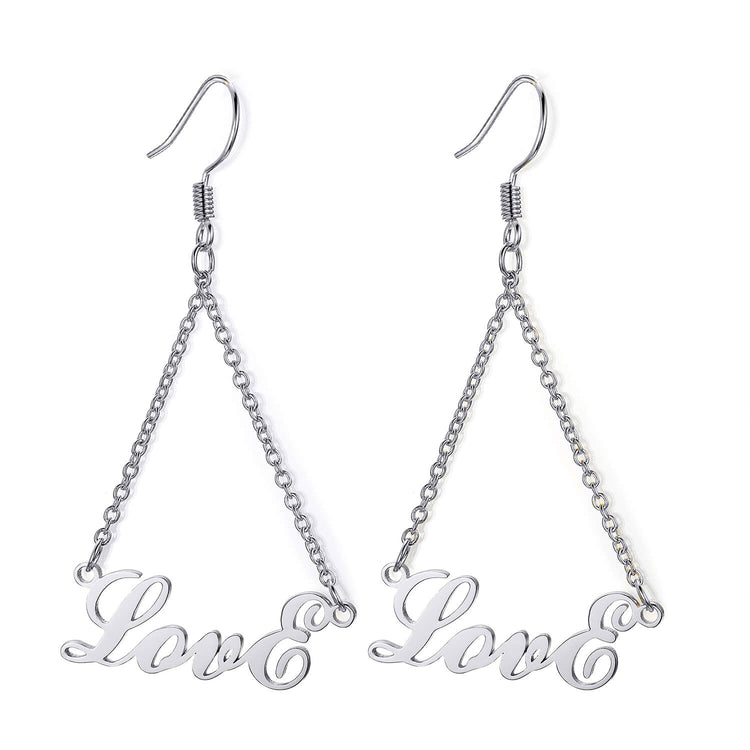 925 Sterling Silver Personalized Triangle Name Earrings Nameplate Earrings - onlyone
