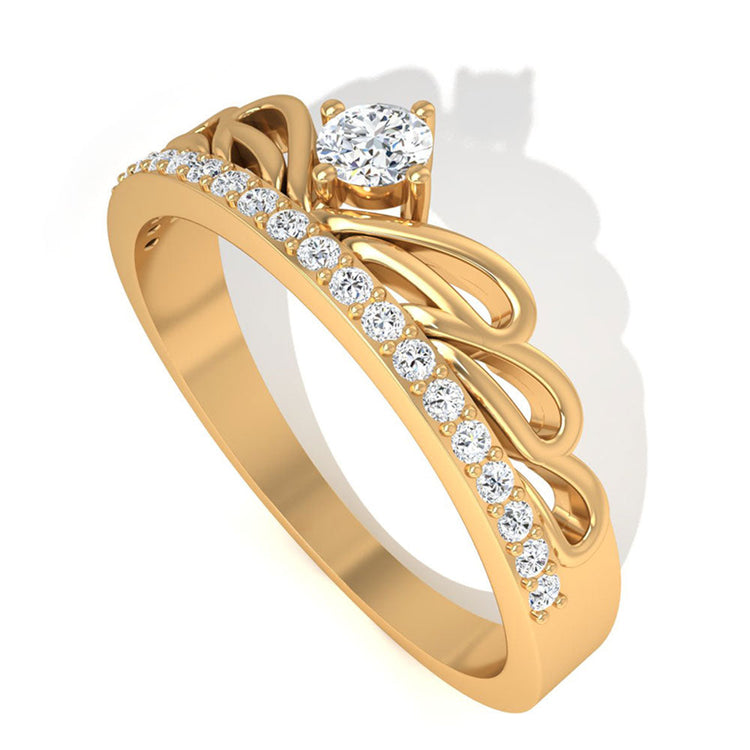 OnlyOne Crown Symmetrical Hemming Design Ring Zirconia Ring:Ⅰ - onlyone