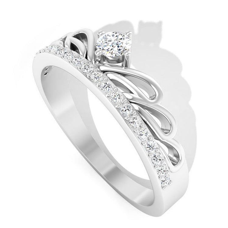 OnlyOne Crown Symmetrical Hemming Design Ring Zirconia Ring:Ⅰ - onlyone