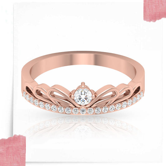 OnlyOne Crown Symmetrical Hemming Design Ring Zirconia Ring:Ⅰ - onlyone
