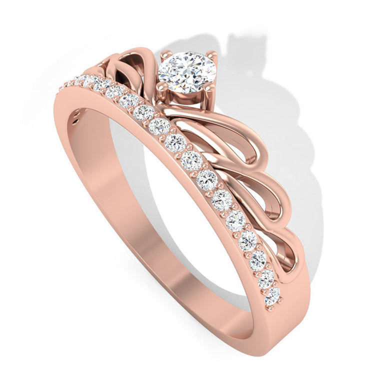 OnlyOne Crown Symmetrical Hemming Design Ring Zirconia Ring:Ⅰ - onlyone