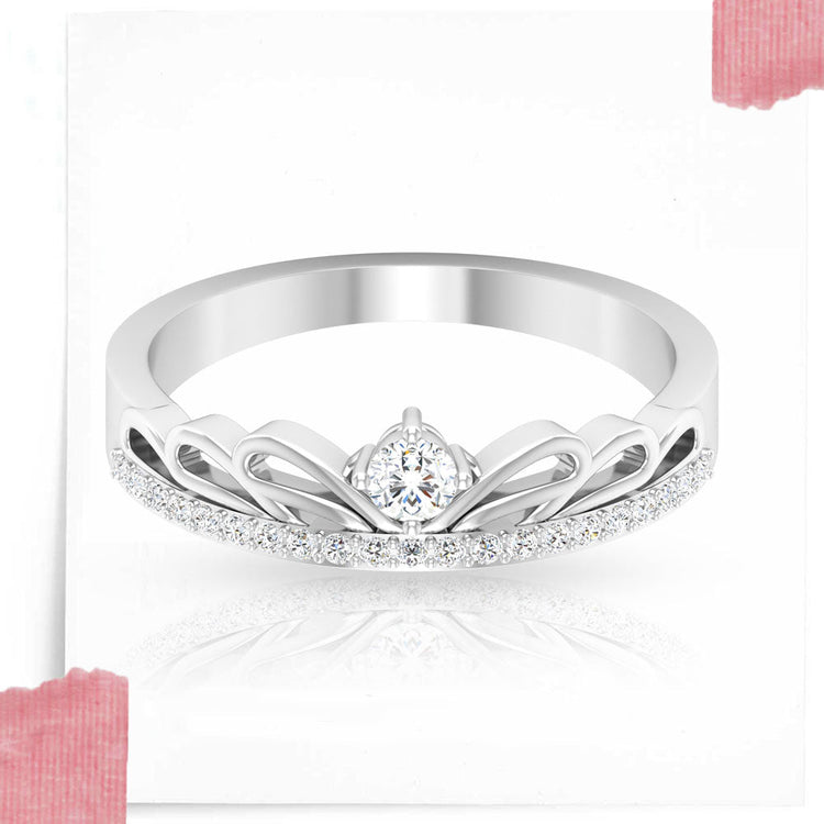 OnlyOne Crown Symmetrical Hemming Design Ring Zirconia Ring:Ⅰ - onlyone