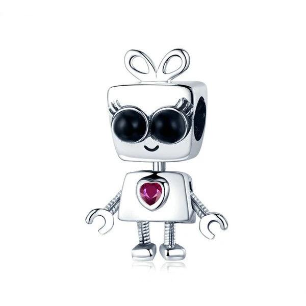 925 Sterling Silver Charms Bracelets Necklace Robot Pendant Jewelry Gift - onlyone