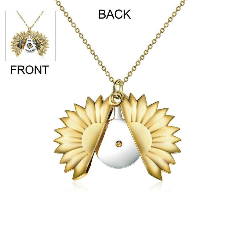 925 Sterling Silver Vintage Customized Open Locket You Are My Sunshine Sunflower Pendant Necklace With Birthstone - onlyone