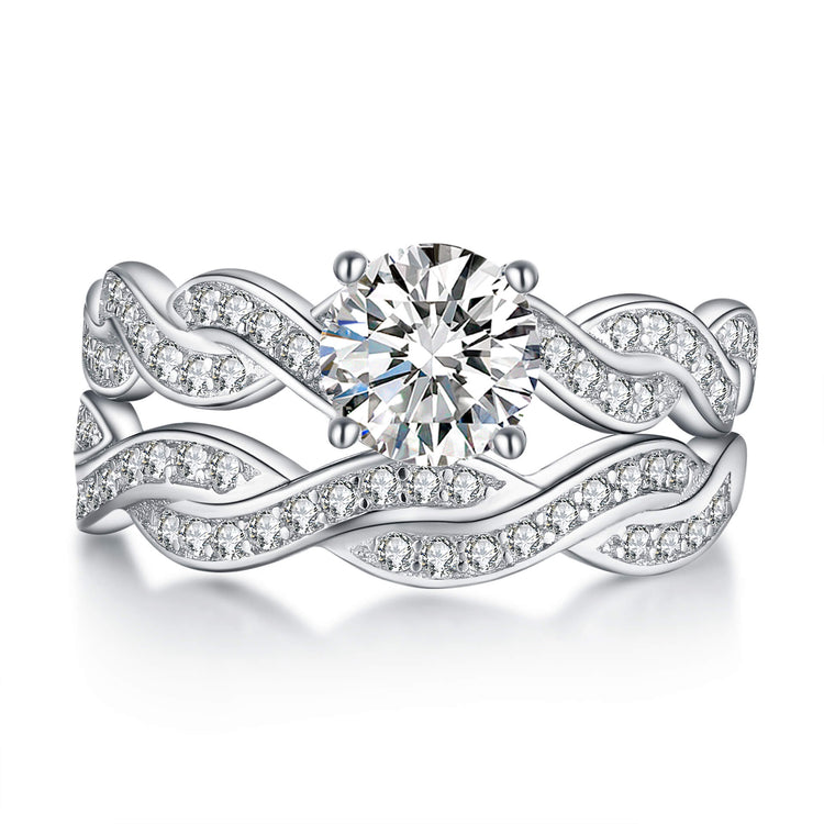 925 Sterling Silver Wedding Rings Engagement Rings Promise Rings Bridal Set Made By Cubic Zirconia - onlyone