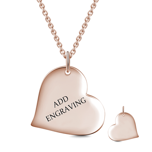 14K Gold Personalized Heart Engravable Hang Tag Necklace Adjustable 16" - 20" - onlyone