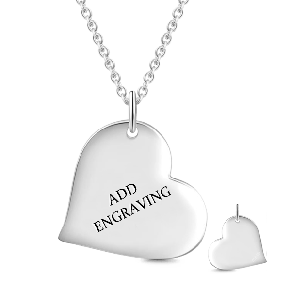 14K Gold Personalized Heart Engravable Hang Tag Necklace Adjustable 16" - 20" - onlyone