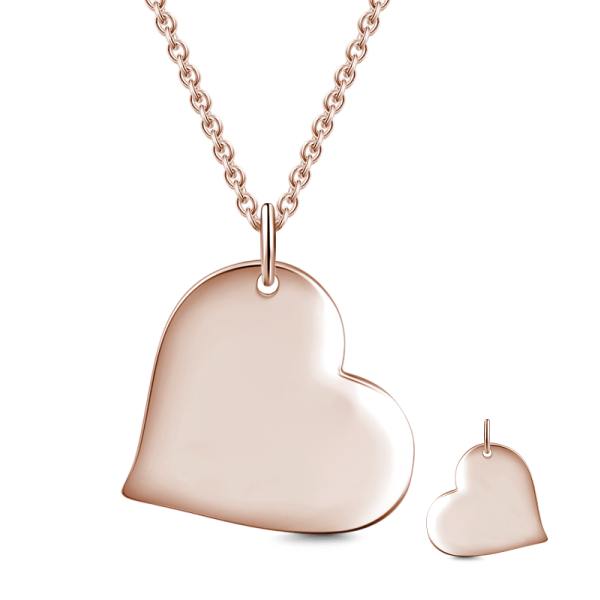 14K Gold Personalized Heart Engravable Hang Tag Necklace Adjustable 16" - 20" - onlyone