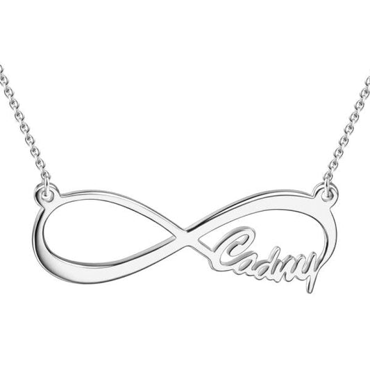 14K Yellow Gold Personalized Infinity Single Name Necklace Adjustable 16" - 20" White Gold/Yellow Gold/Rose Gold - onlyone