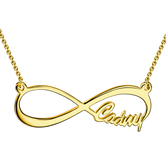 14K Yellow Gold Personalized Infinity Single Name Necklace Adjustable 16" - 20" White Gold/Yellow Gold/Rose Gold - onlyone