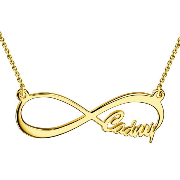 14K Yellow Gold Personalized Infinity Single Name Necklace Adjustable 16" - 20" White Gold/Yellow Gold/Rose Gold - onlyone