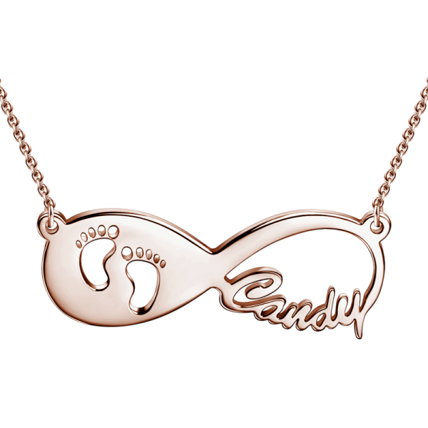 925 Sterling Silver Infinity Footprint Name Necklace Nameplate Necklace - onlyone