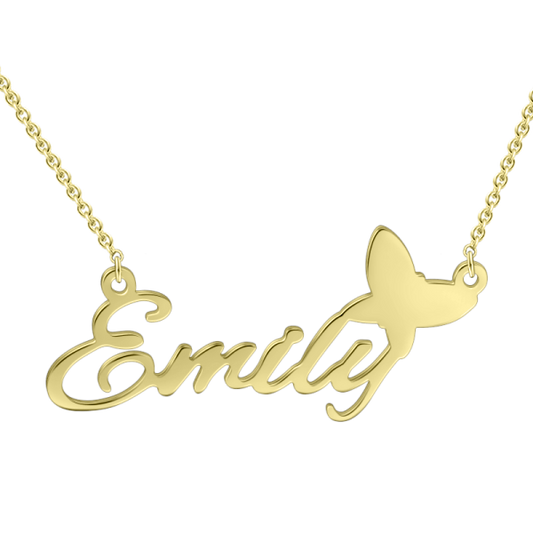 925 Sterling Silver "Emily" Style Custom Name Necklace Nameplate Necklace - onlyone