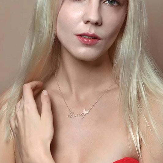 925 Sterling Silver "Emily" Style Custom Name Necklace Nameplate Necklace - onlyone