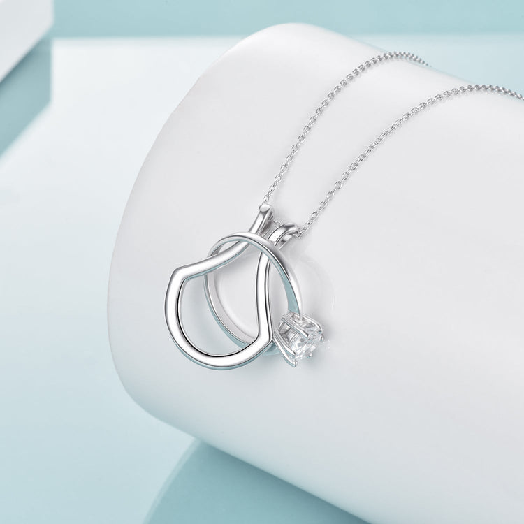 925 Sterling Silver Ring Holder Necklace Handmade Gift Nurse Jewelry Ring Keeper (Suitable for all rings up to size 8) - onlyone