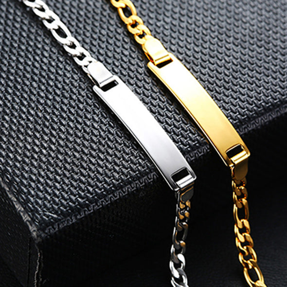 925 Sterling Silver Personalize Baby Name Bracelet Figaro Chain Smooth Bangle Link - onlyone