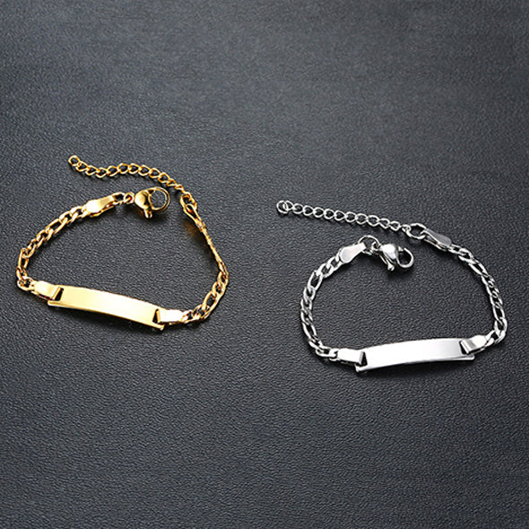 925 Sterling Silver Personalize Baby Name Bracelet Figaro Chain Smooth Bangle Link - onlyone