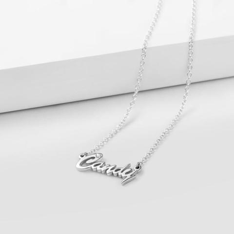 925 Sterling Silver Shining Diamond Name Necklace Nameplate Necklace - onlyone