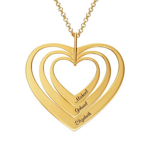 925 Sterling Silver Three Heart Engraved Name Necklace Gift Nameplate Necklace - onlyone