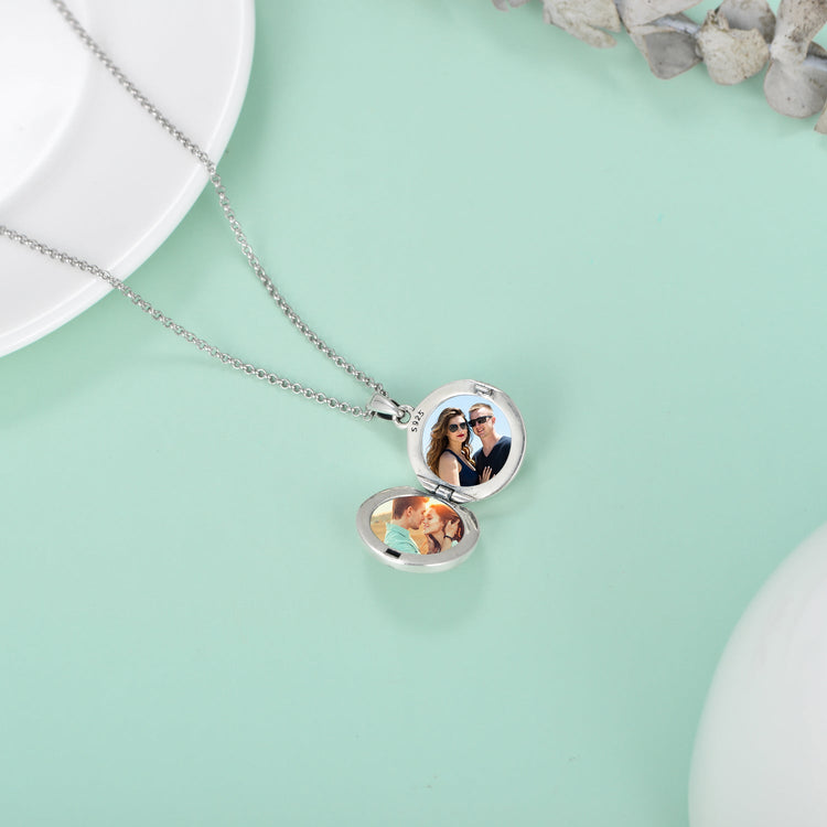 925 Sterling Silver Compass Photo Locket Necklace Graduation Gifts
