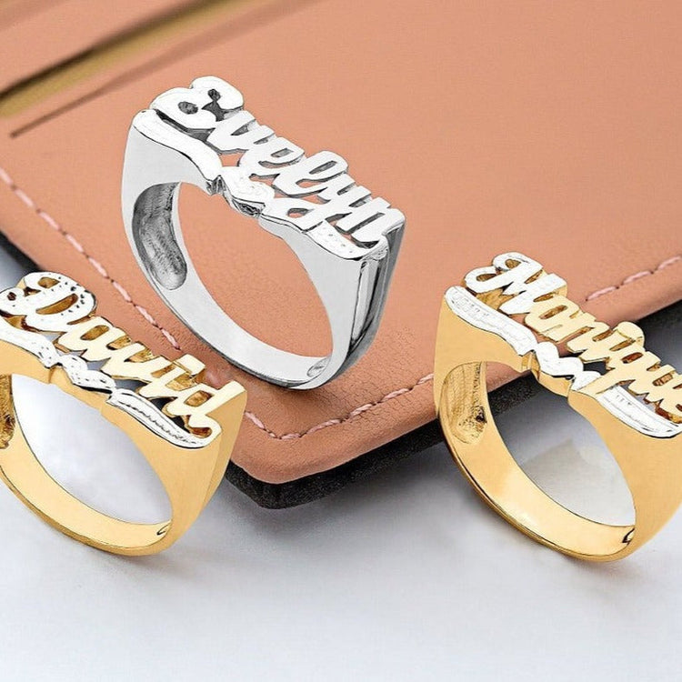 925 Sterling Silver Personalized 3D Name Ring