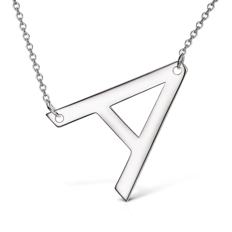 925 Sterling Silver Large Sideways Initial Necklace - onlyone