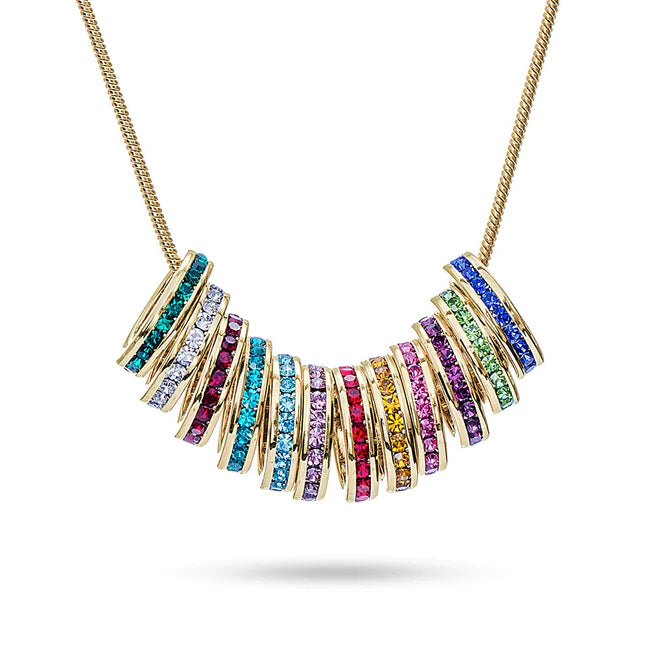 925 Sterling Silver Custom Stackable Eternity Birthstone Charm Necklace