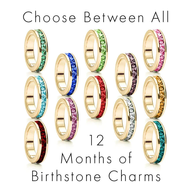 925 Sterling Silver Custom Stackable Eternity Birthstone Charm Necklace