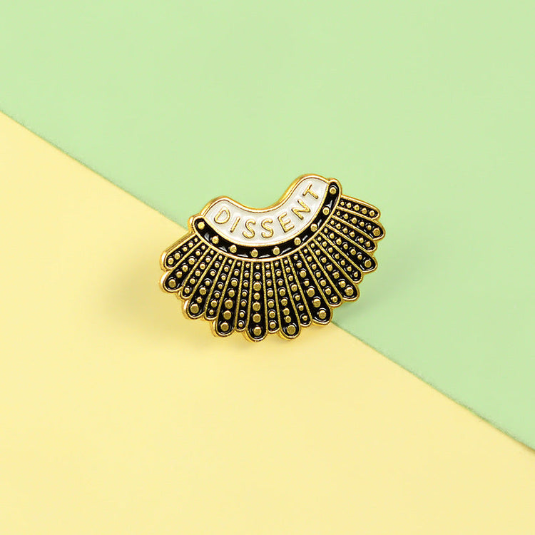 925 Sterling Silver Dissent Collar Stud Earrings/Brooch, Ginsburg Earrings/Brooch