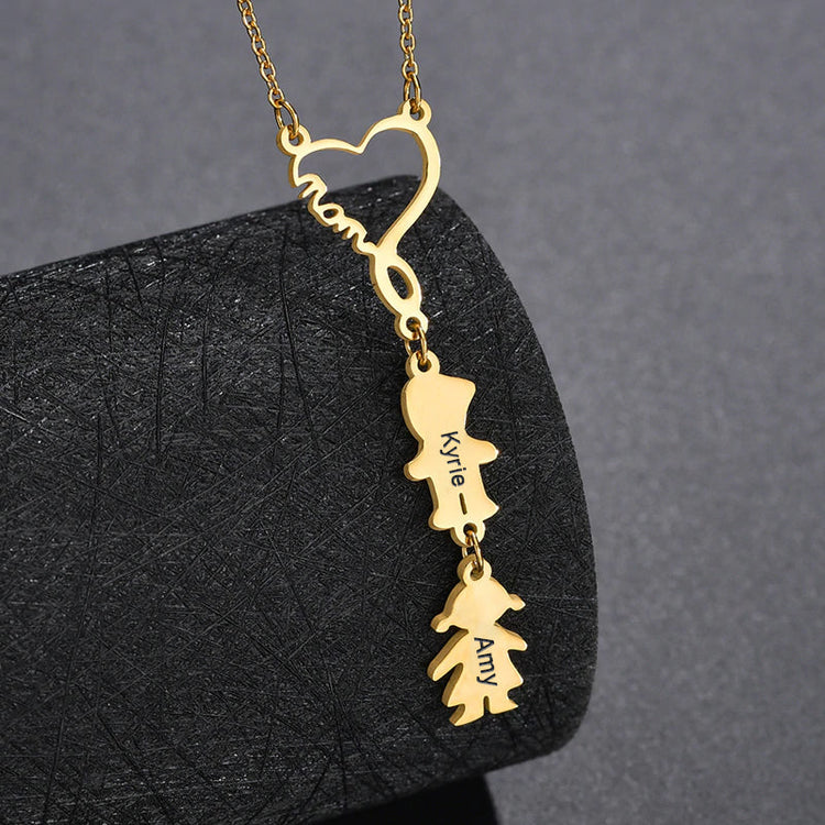 925 Sterling Silver Engravable Mom And Children Pendant Necklace