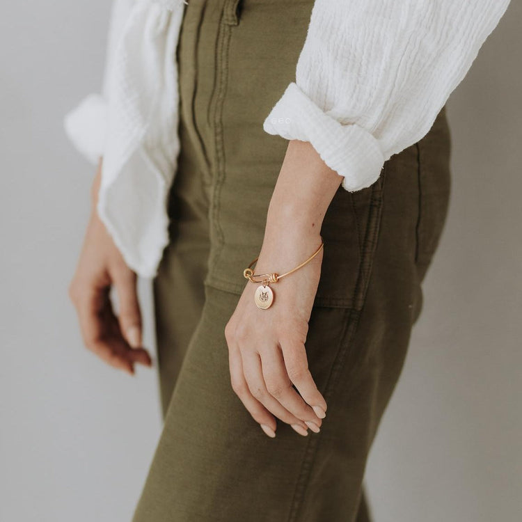 925 Sterling Silver Custom Pet Portrait Adjustable Bangle Round Photo Bangle