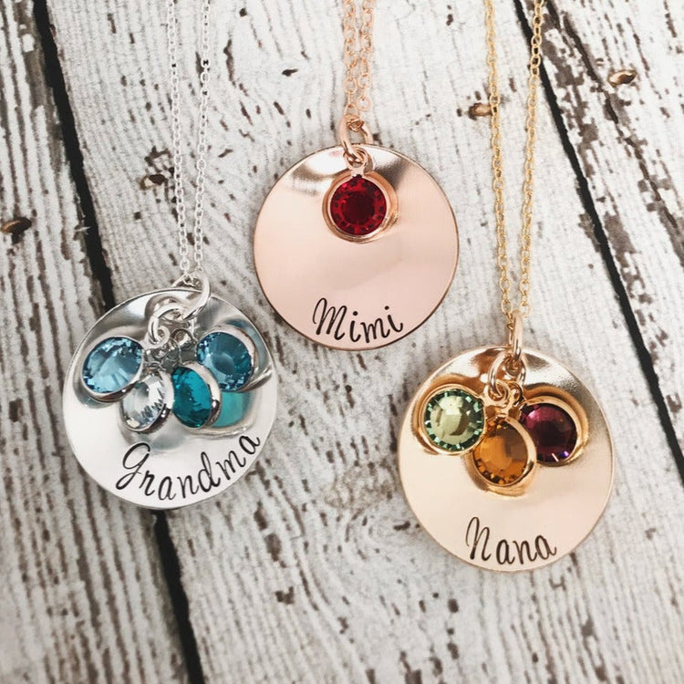 925 Sterling Silver Personalized Coin Necklace With Birthstone