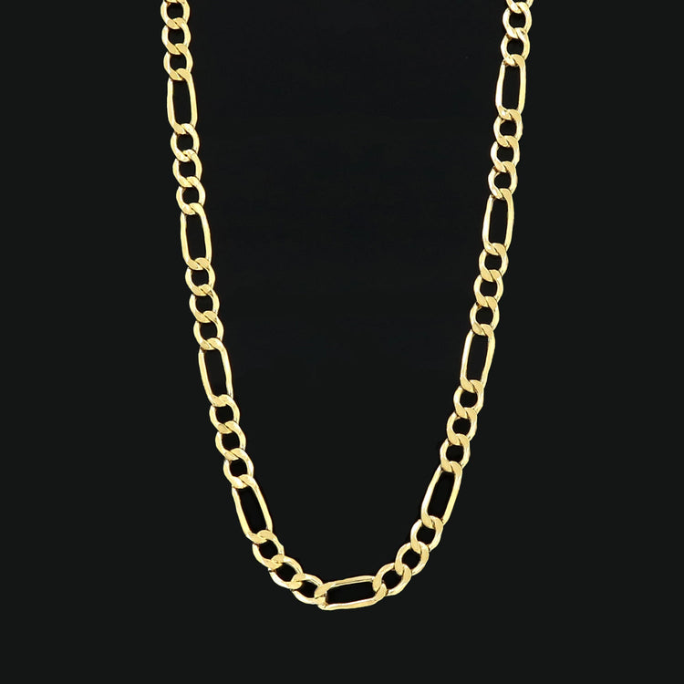 925 Sterling Silver Women's 3.7mm Figaro Link Chain Necklace, 18K Gold Plated