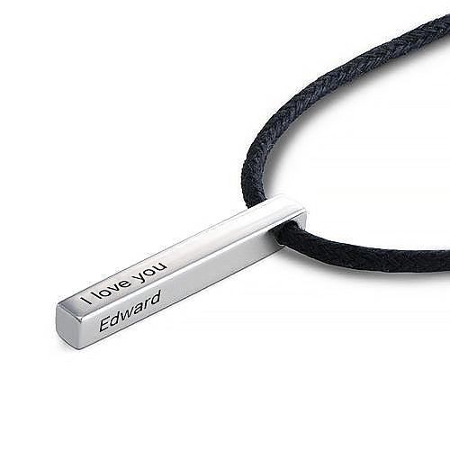3D Bar Name Necklace 4 Sides Engraved Vertical Bar Necklace For Men Valentines Day Gifts For Him - onlyone