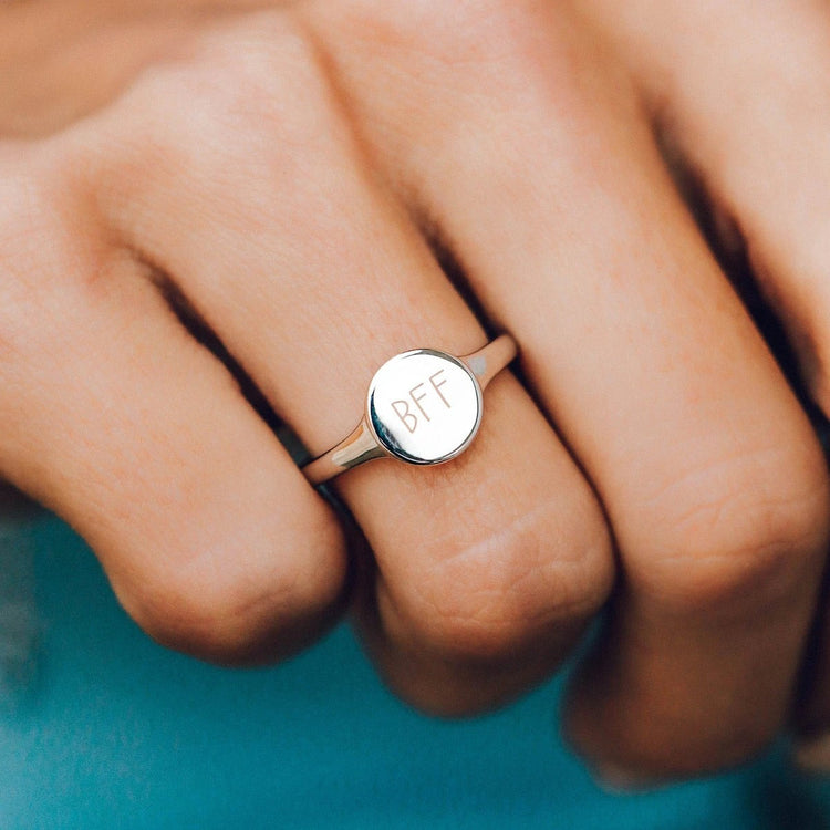 925 Sterling Silver Round Engravable Signet Ring
