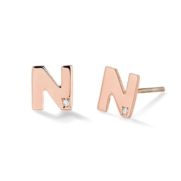 925 Sterling Silver Personalized Diamond Uppercase Letter Name Earrings Nameplate Earrings - onlyone