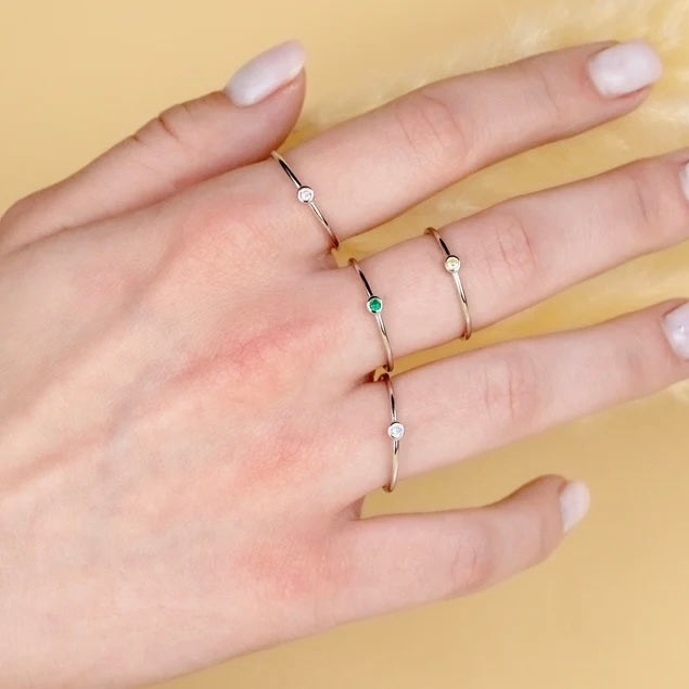 925 Sterling Silver Single Birthstone Ring