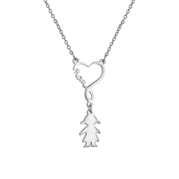 925 Sterling Silver Engravable Mom And Children Pendant Necklace