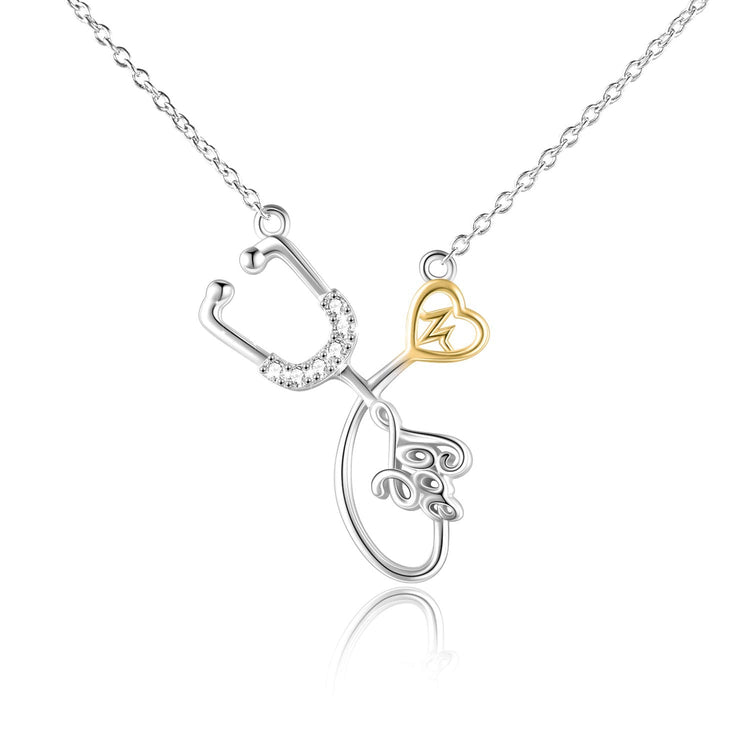 925 Sterling Silver Stethoscope Necklace