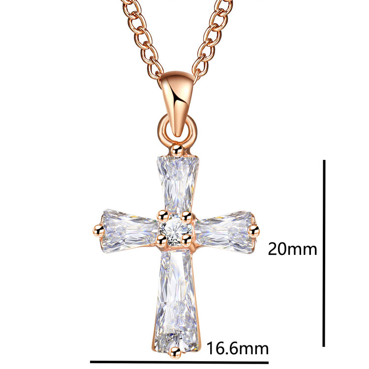 925 Sterling Silver Crystal Cross Pendant Necklace Cross Necklace For Women - onlyone